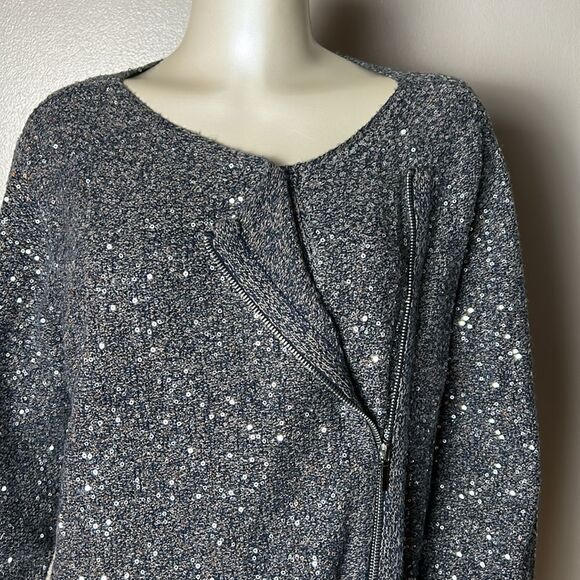 Chico’s Sage Sequin Cardigan Sweater XL 3 jacket shirt top sparkly festive moto - Picture 6 of 10